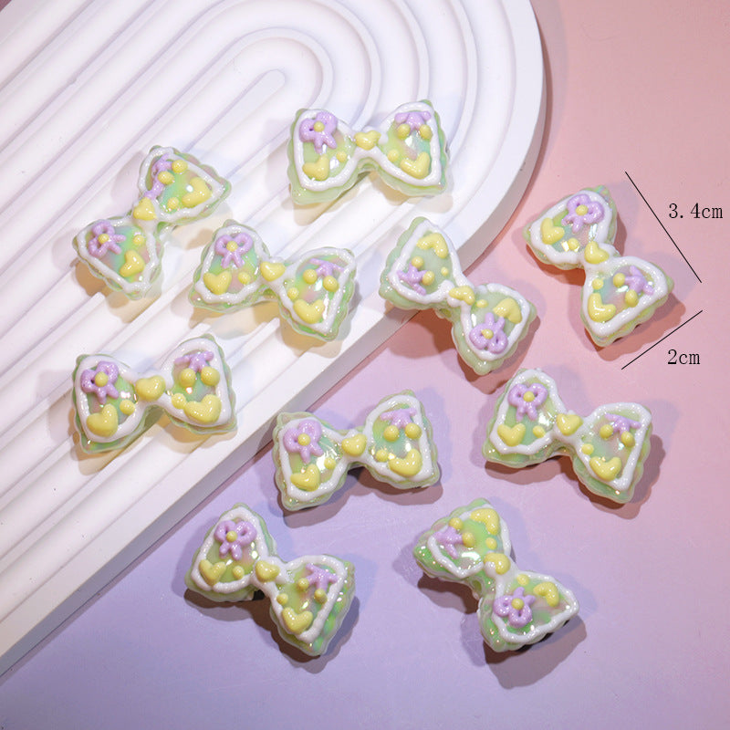 Wholesale Cute cartoon heavy oil double-sided hand-painted bow acrylic beads